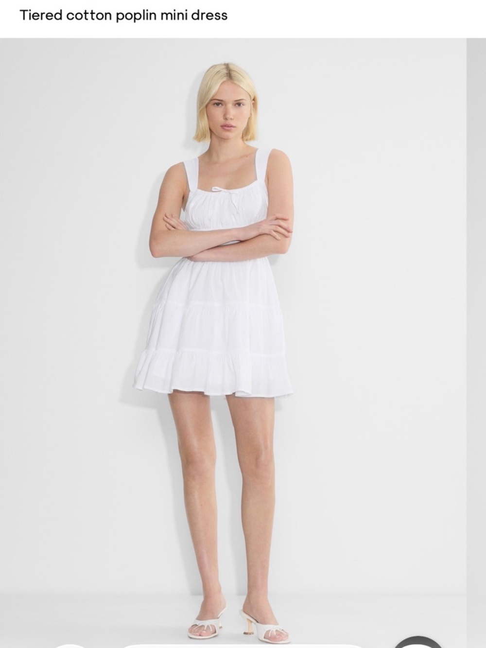 Aritzia Classic White Tiered Cotton Poplin Mini Dress